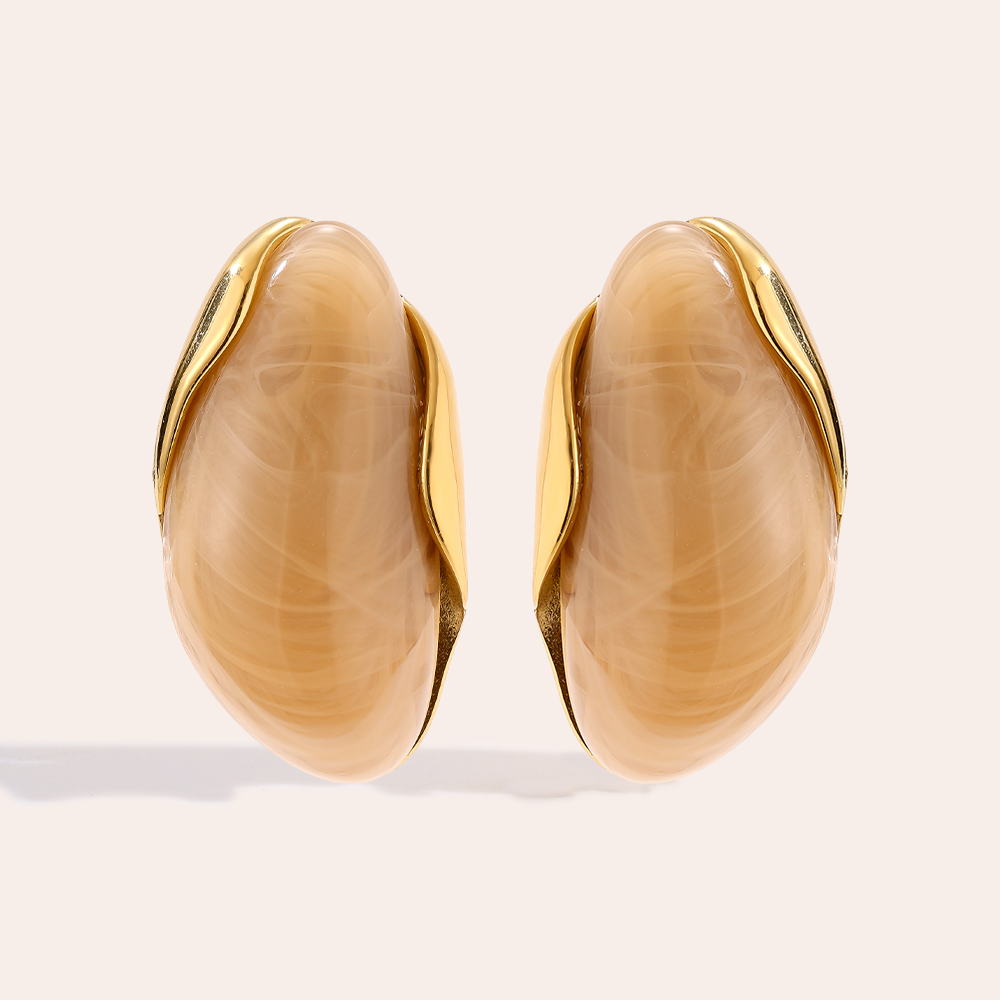 35mm Nice Resin Stainless Steel Earrings   