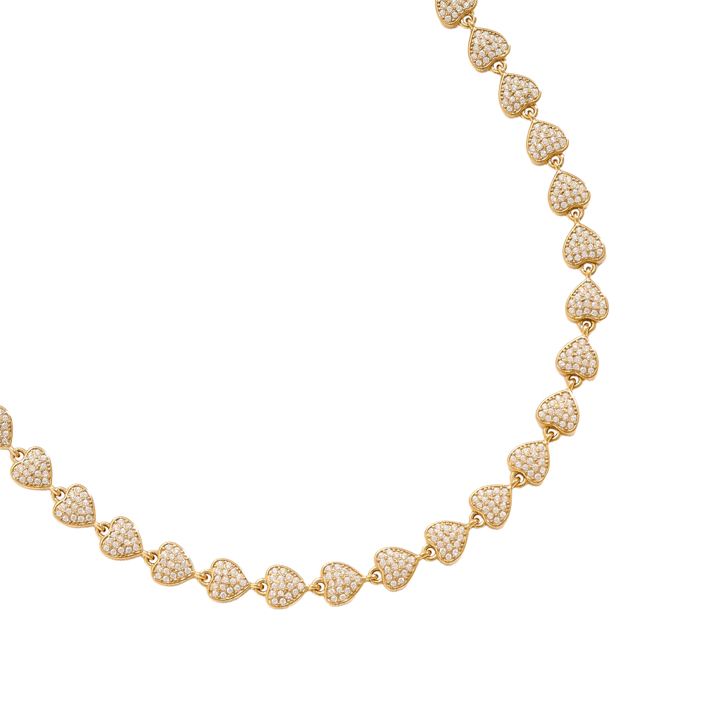 43cm Diamond Hearts Chain stainless steel necklace    