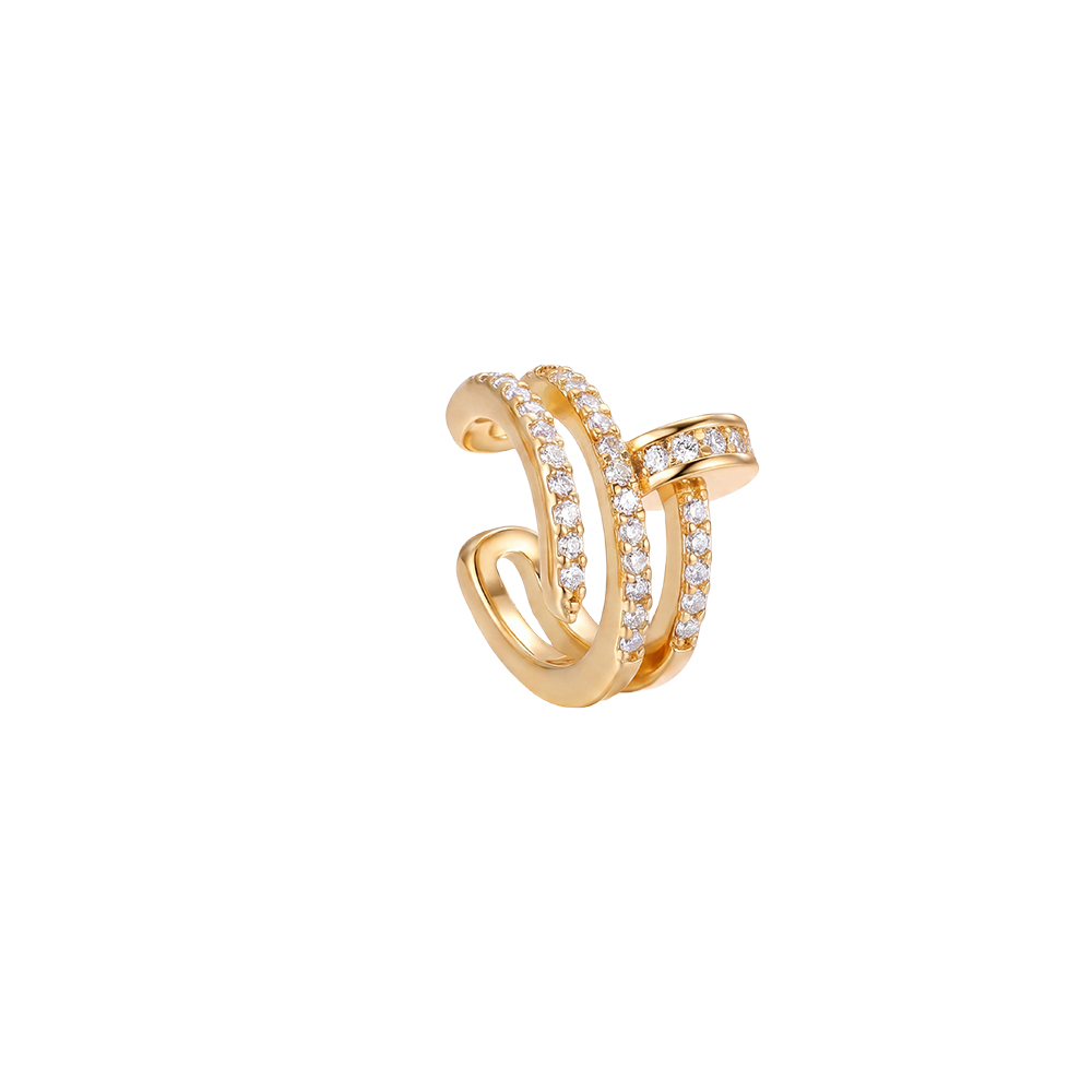 15mm nail zirconia gold-plated ear cuffs