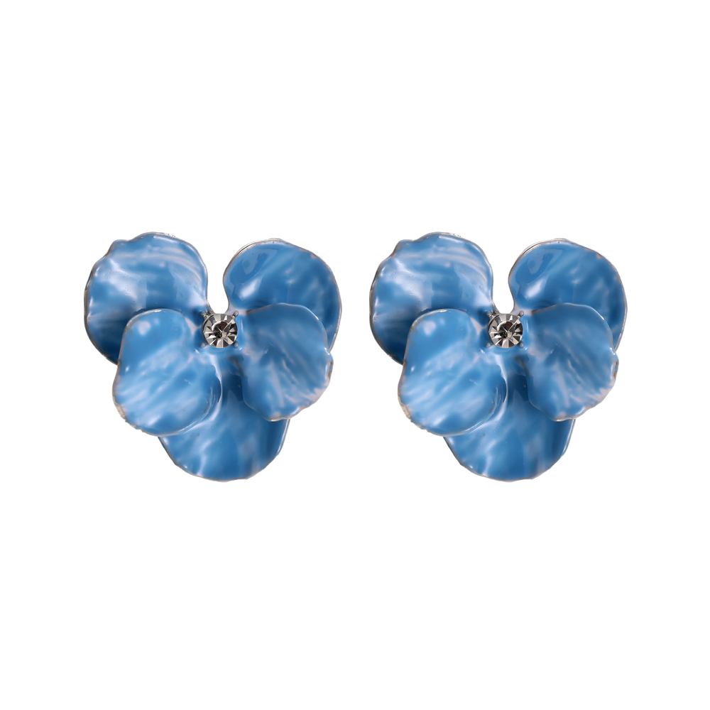 25mm enamel iron flowers stainless steel earrings