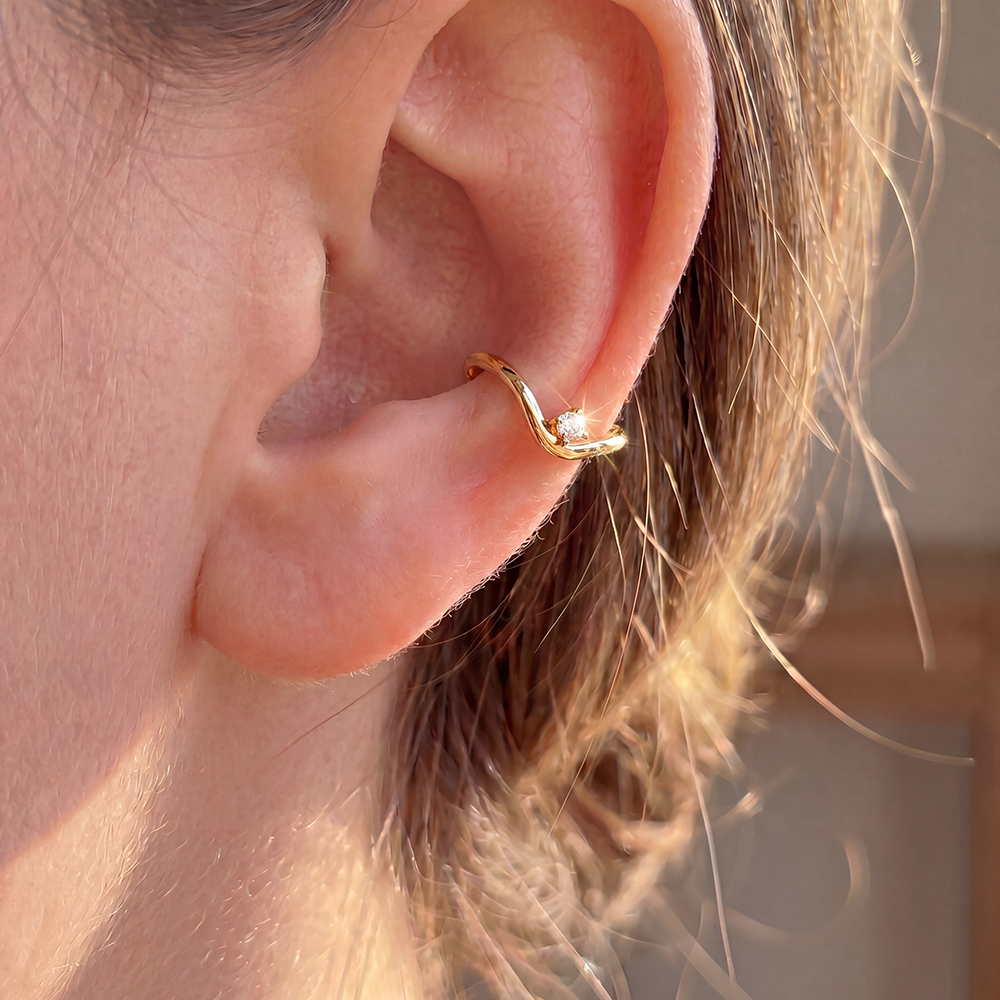 15mm Small drop zirconia gold-plated ear cuffs