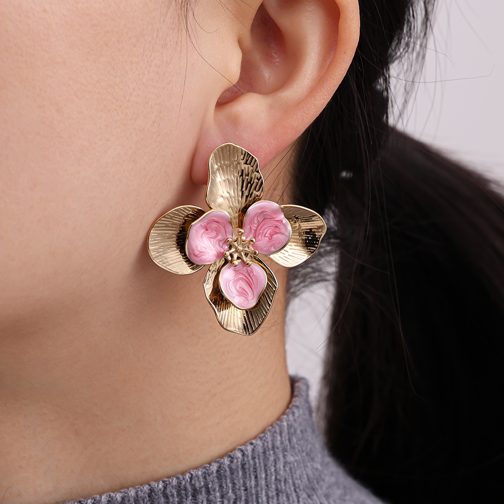 42*45mm Beautiful large flower stainless steel earrings     