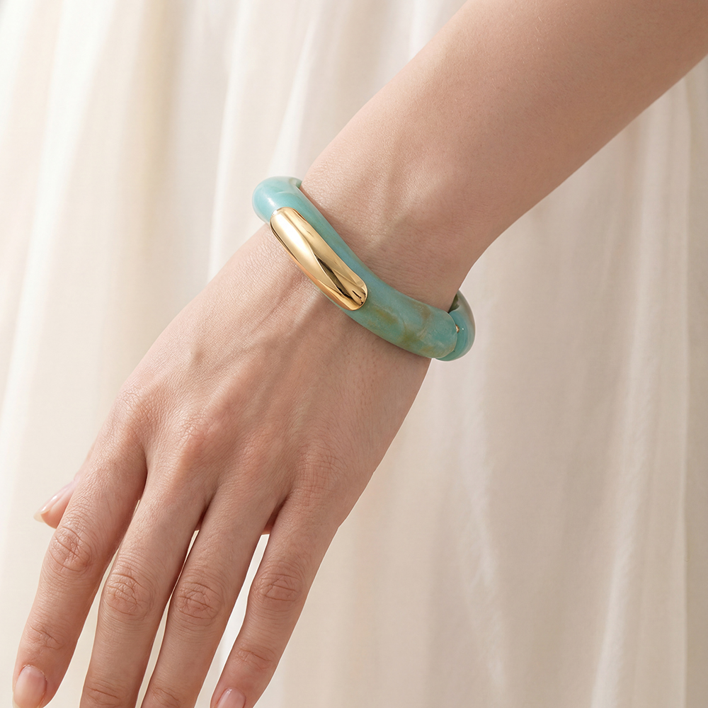 Stainless steel bangle Adjustable resin 