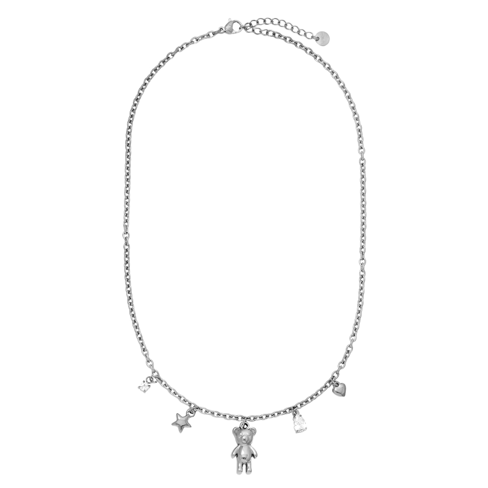 40cm Sweet Bear And Charms stainless steel necklace     