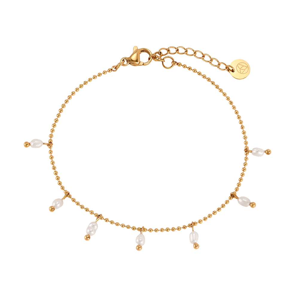 Stainless steel bracelet, 17 cm, with lots of small beads