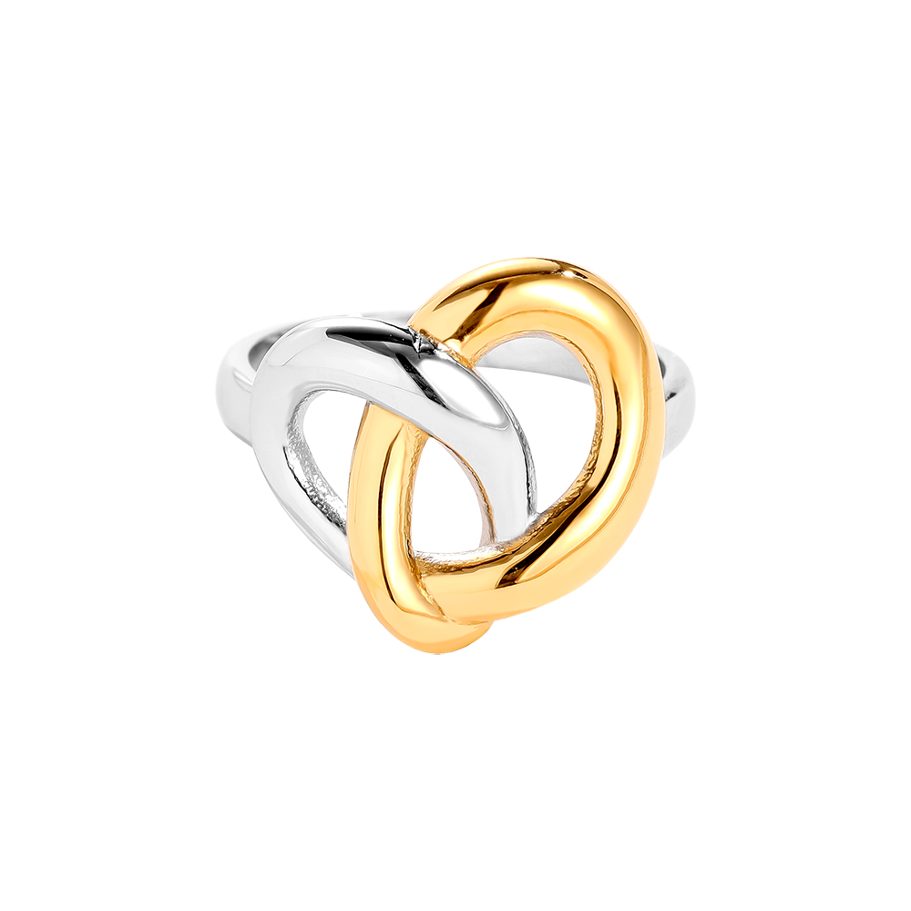 Gold And Silver Heart Stainless Steel Ring    