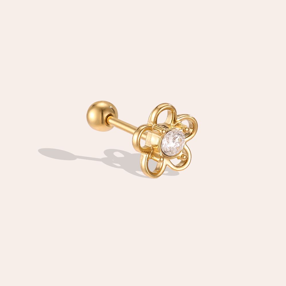 Stainless steel piercing 6mm mini zirconia flower 