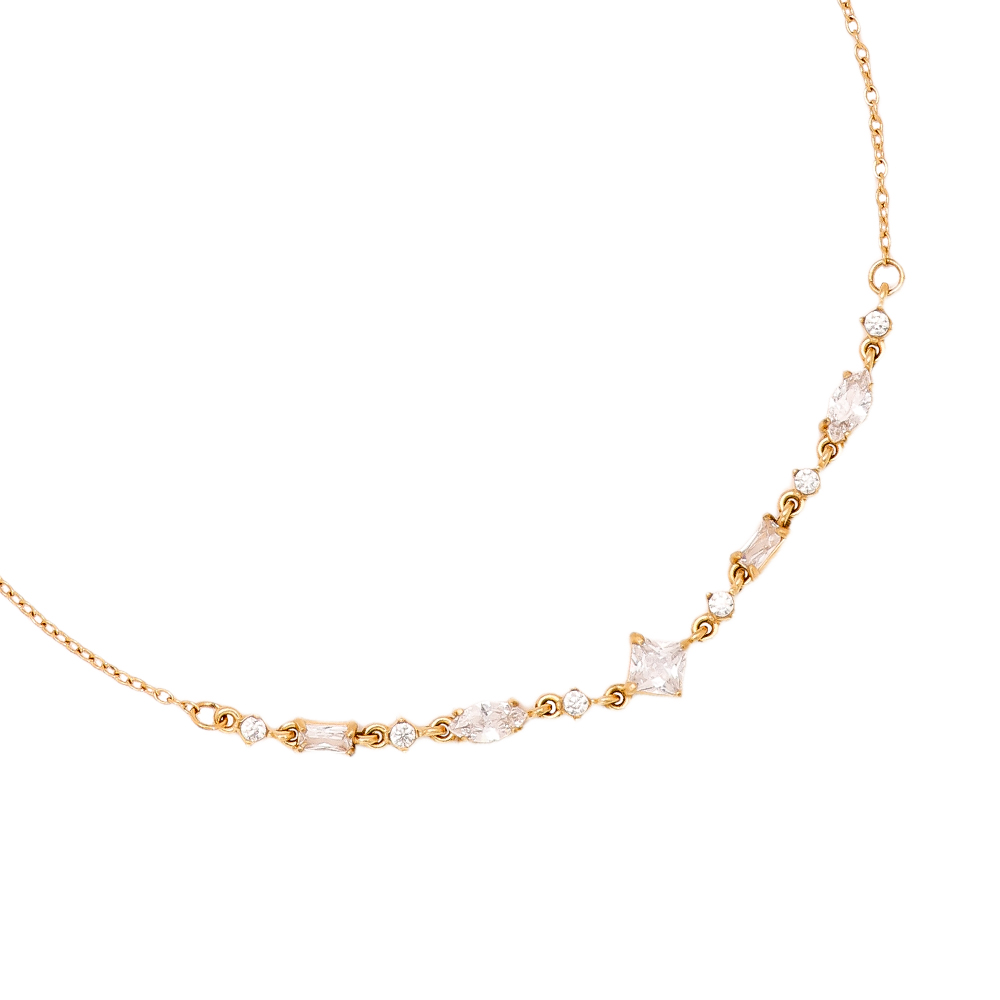 40cm Multi Diamonds stainless steel necklace     