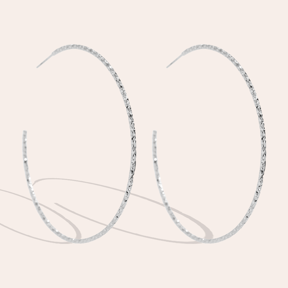 60mm Twisted Stainless Steel Earrings 