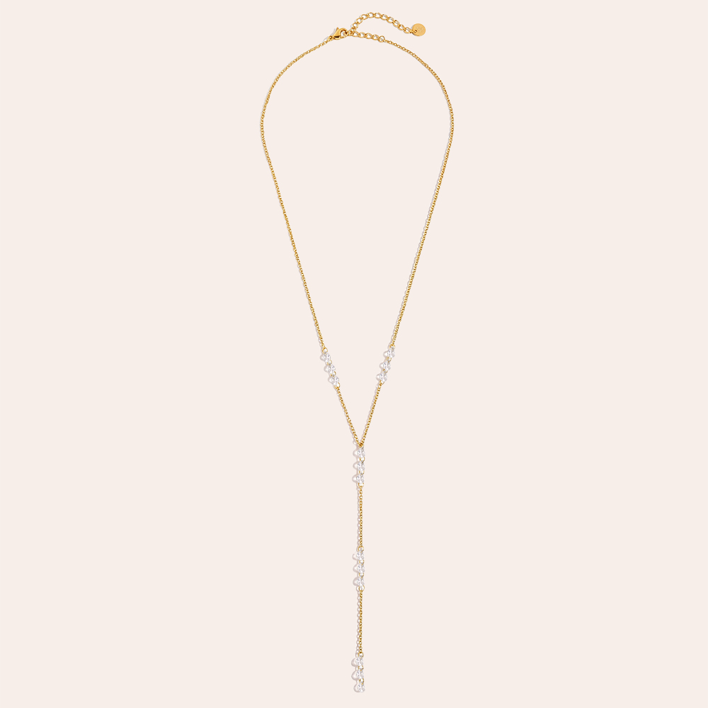 Stainless steel necklace 41cm drop-shaped zirconia