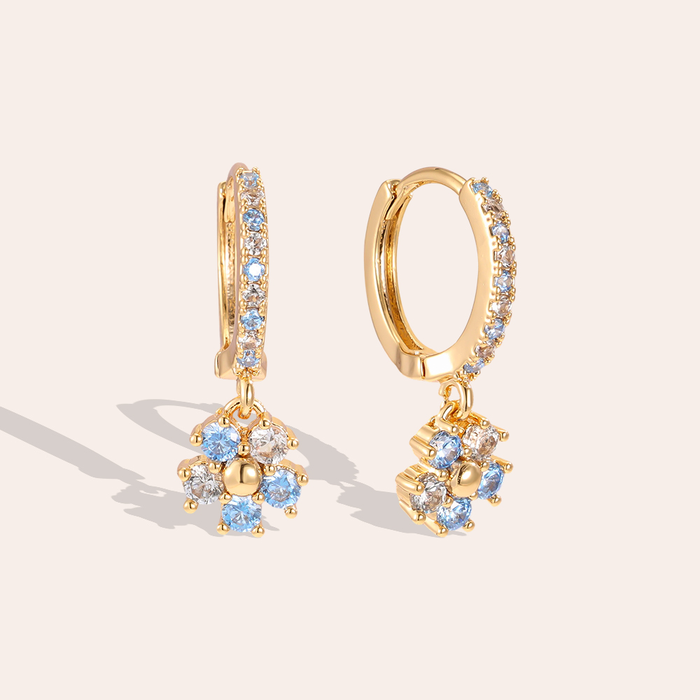 Gold-plated earrings 20mm zirconia flower    