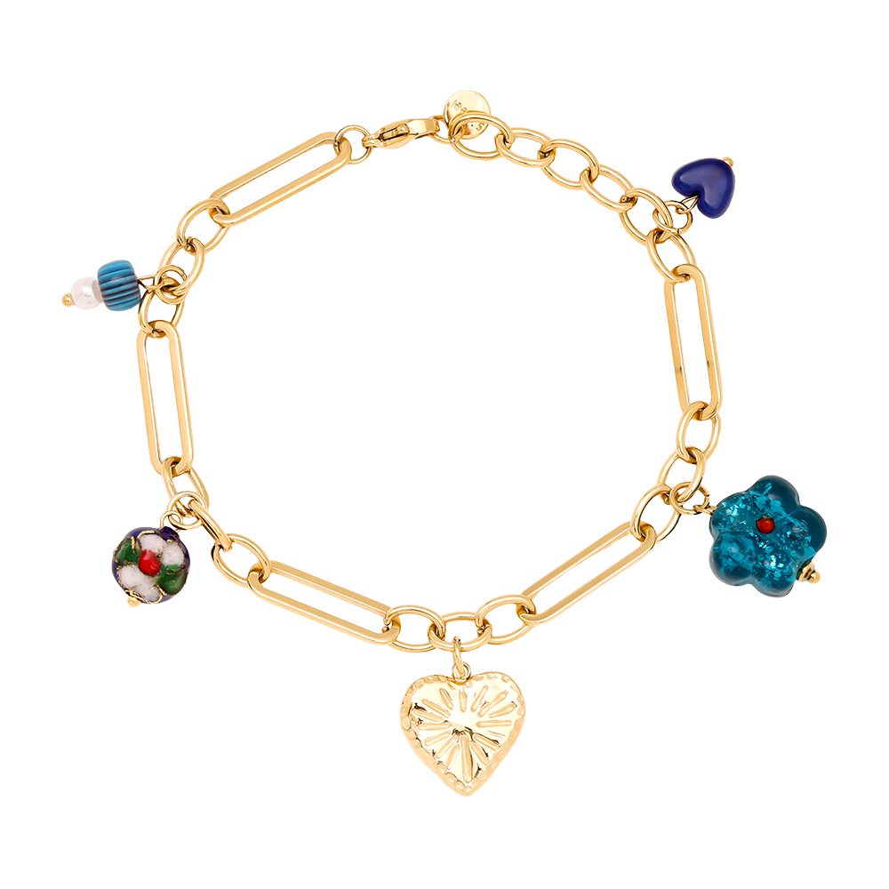 17cm Blue Trend Charms stainless steel bracelet   