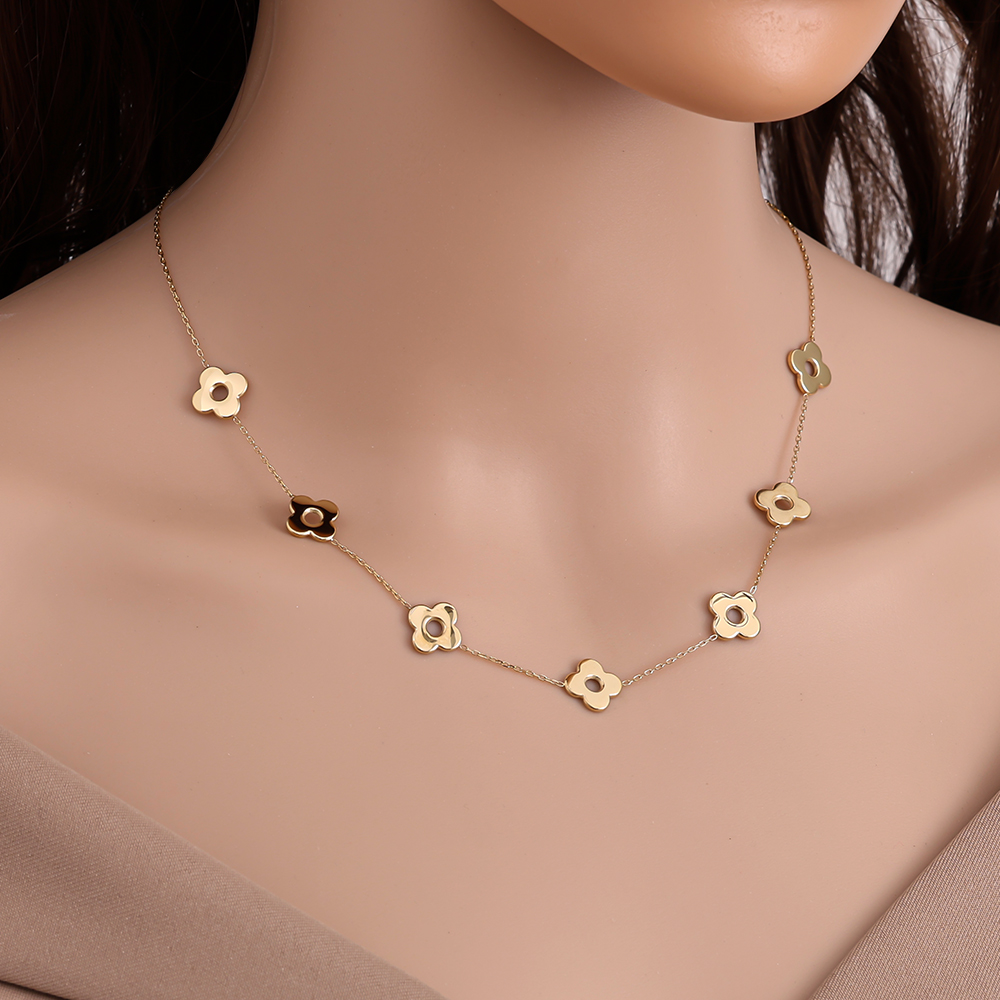 40cm five flower stainless steel necklace  