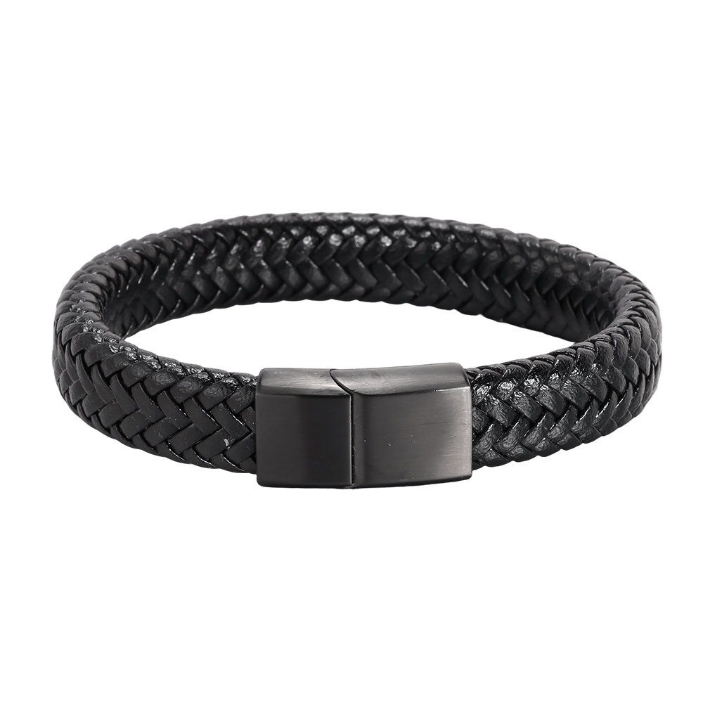  Stainless steel bracelet with a woven PU finish