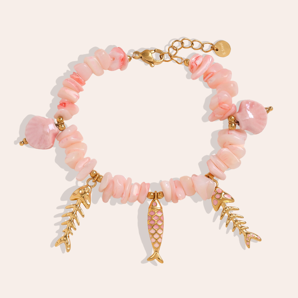 Stainless steel bracelet 17cm rose fish 