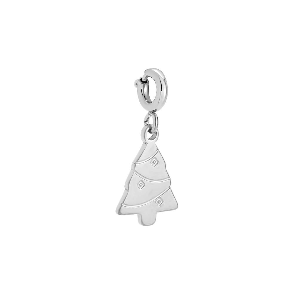 1.5cm Spring Clasp Xmas Tree Stainless Steel Pendant     