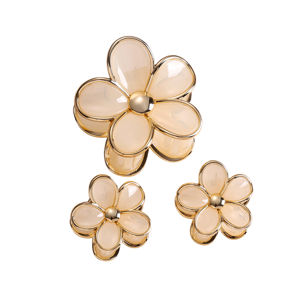 8+4cm 3 pcs. Yellow flower hair clip set