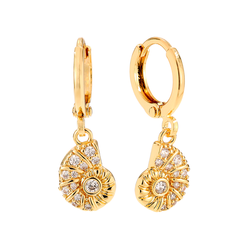 25mm Cute Conch Diamond Gold Plated Earrings