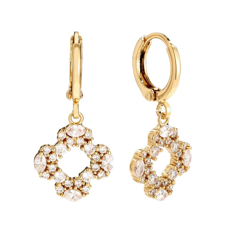 2.8cm Lucky Diamond Flower Gold-plated Earrings      