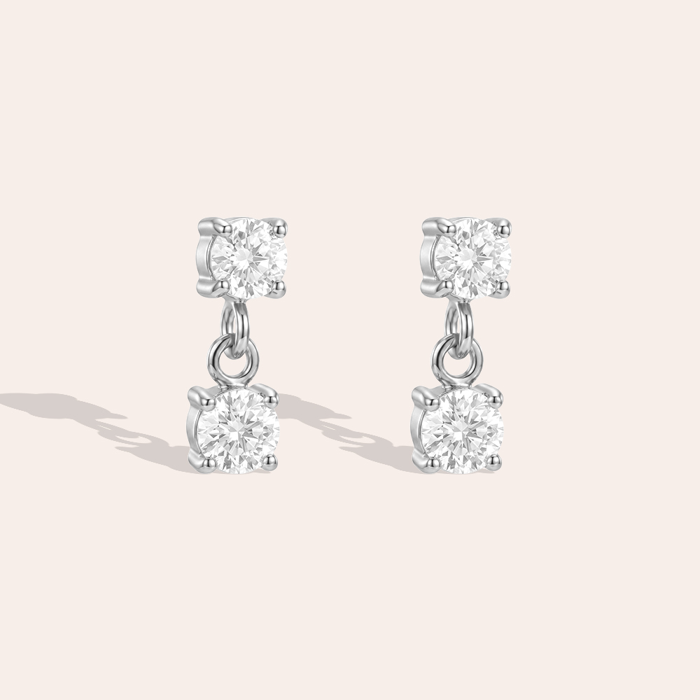 10mm two small zirconia stainless steel earrings      