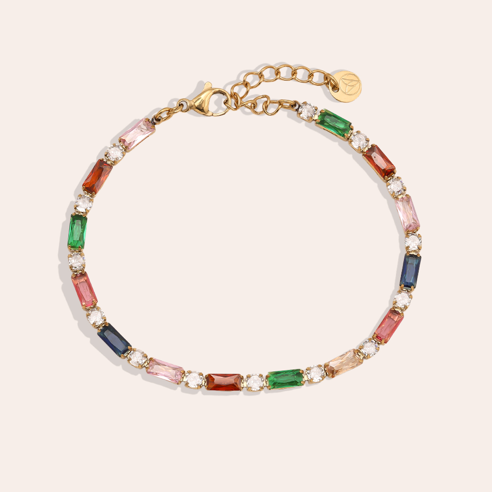 15cm Multi Colour Diamond Stainless Steel Bracelet      