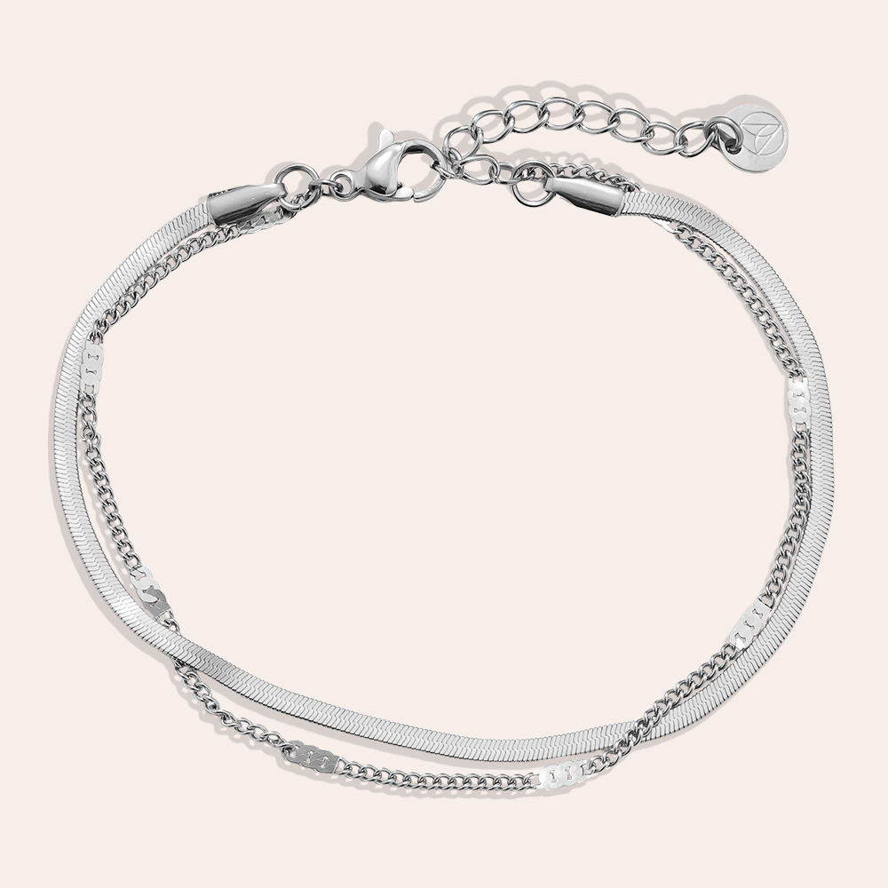 16cm Two Layer Casual Stainless Steel Bracelet      