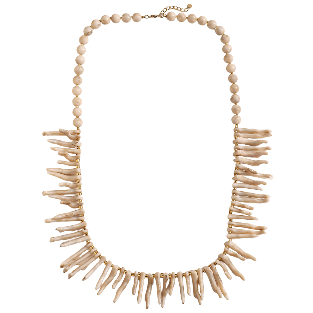 86cm acrylic herringbone shape stainless steel necklace     