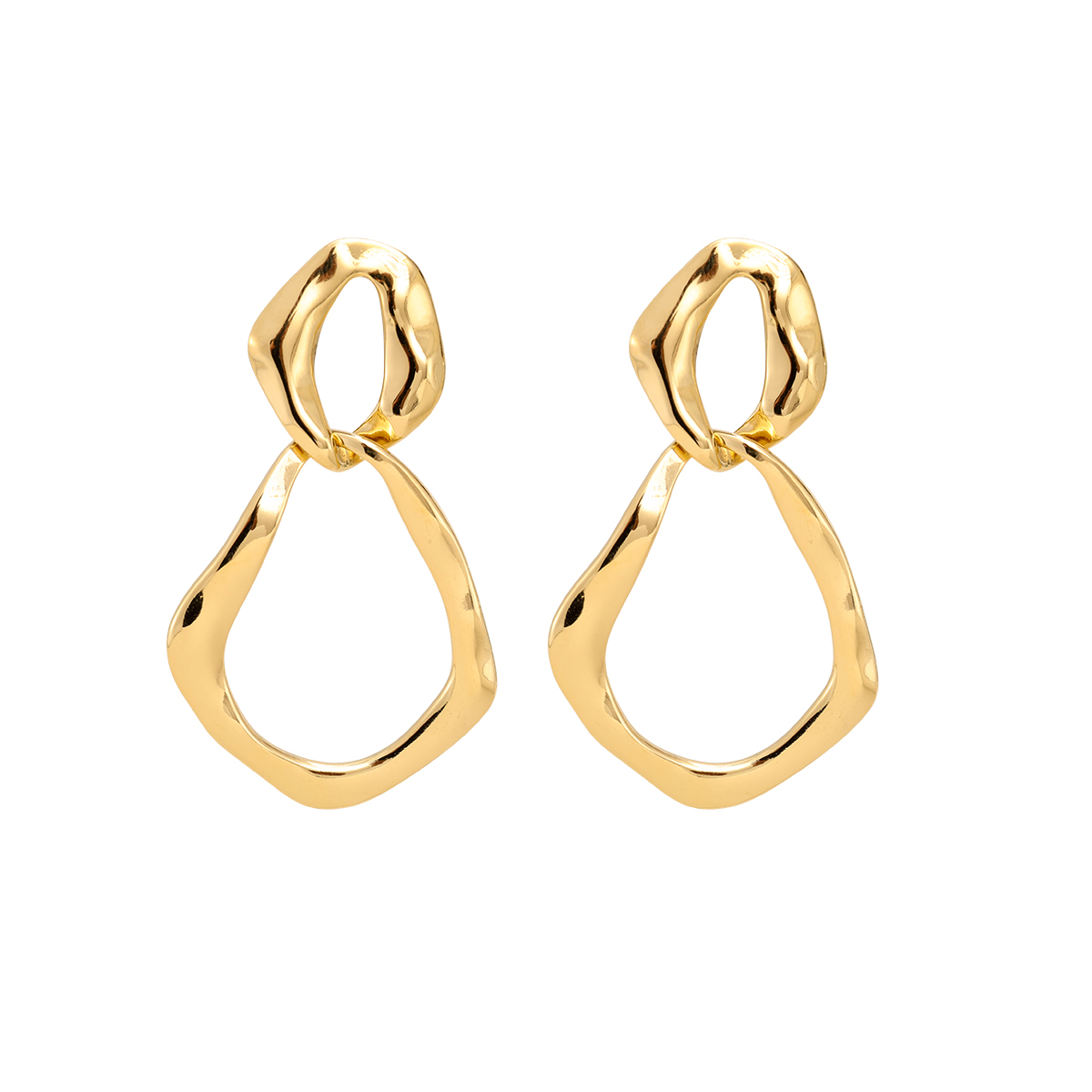 Stainless steel earrings Two Super Shining Irregular Rings