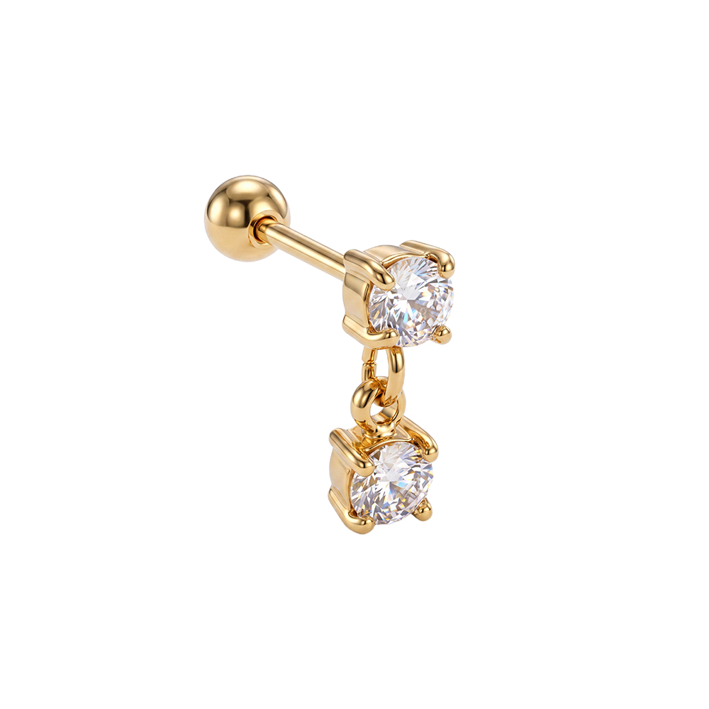 Stainless steel piercing 10mm mini zirconia round