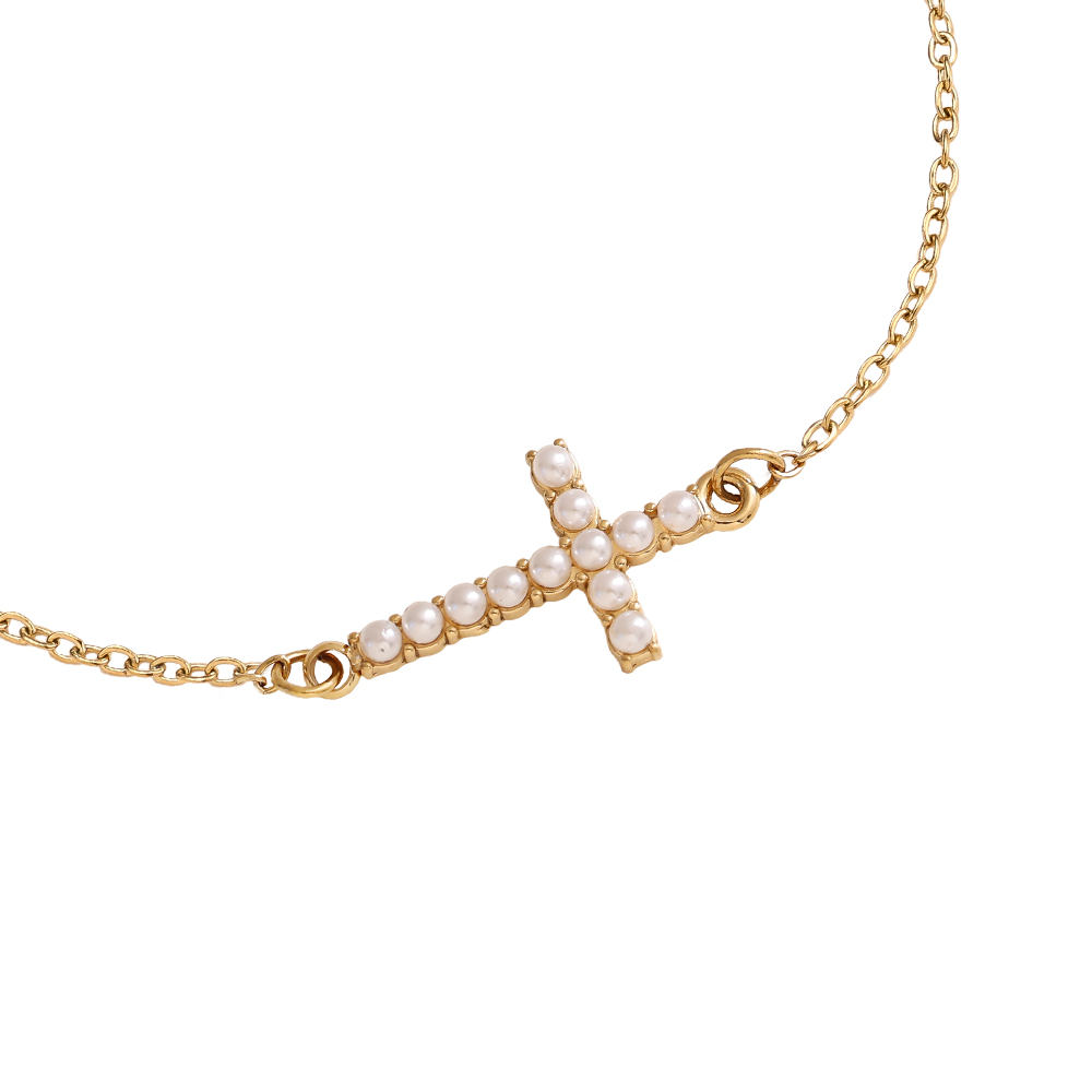 17cm bead cross stainless steel bracelet        