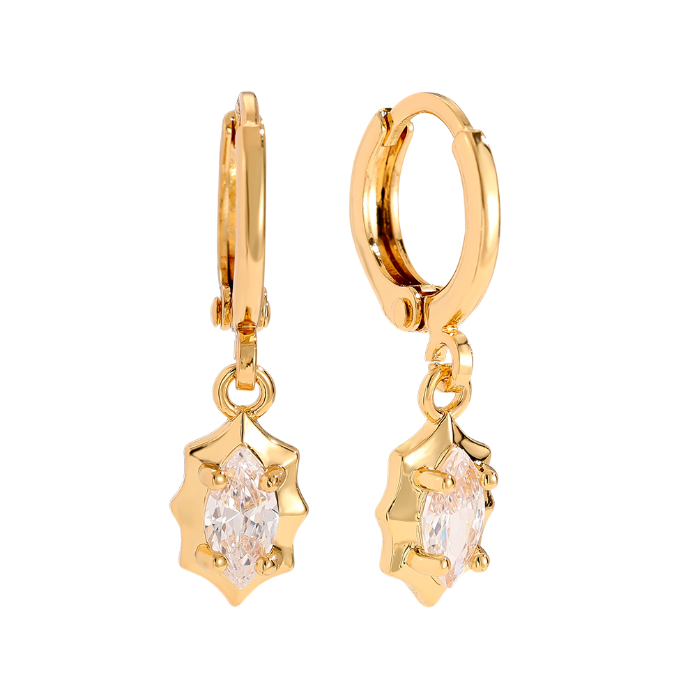 2.4cm Fine Diamond Gold Plated Earrings       