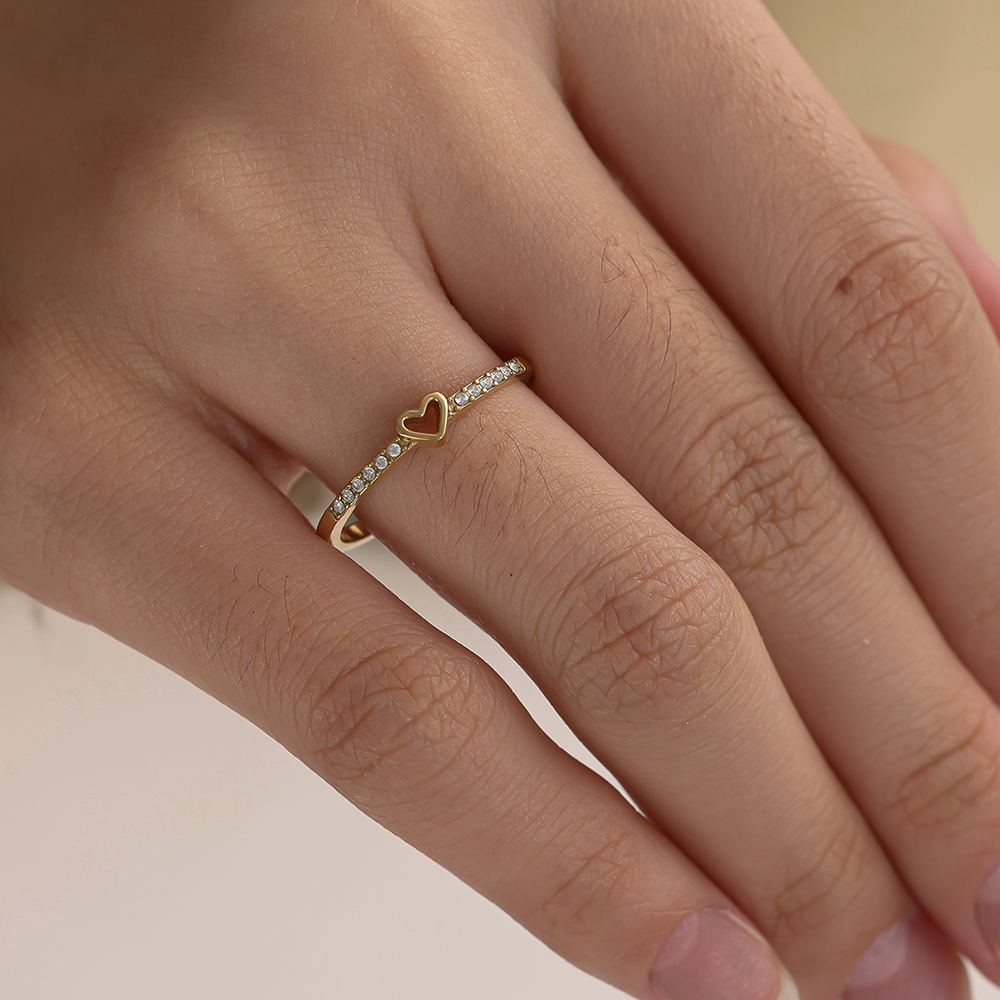 Small Heart In Diamonds stainless steel ring    