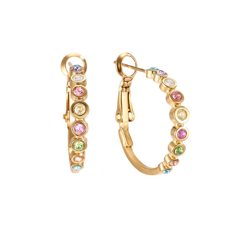 Stainless steel earrings 2.3cm Diamond Dots Hoop