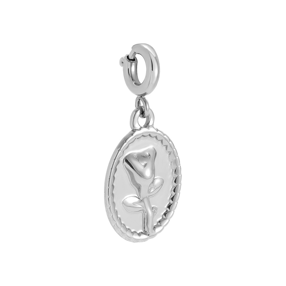 17.5mm Spring Clasp Rose Frame Stainless Steel Pendant       