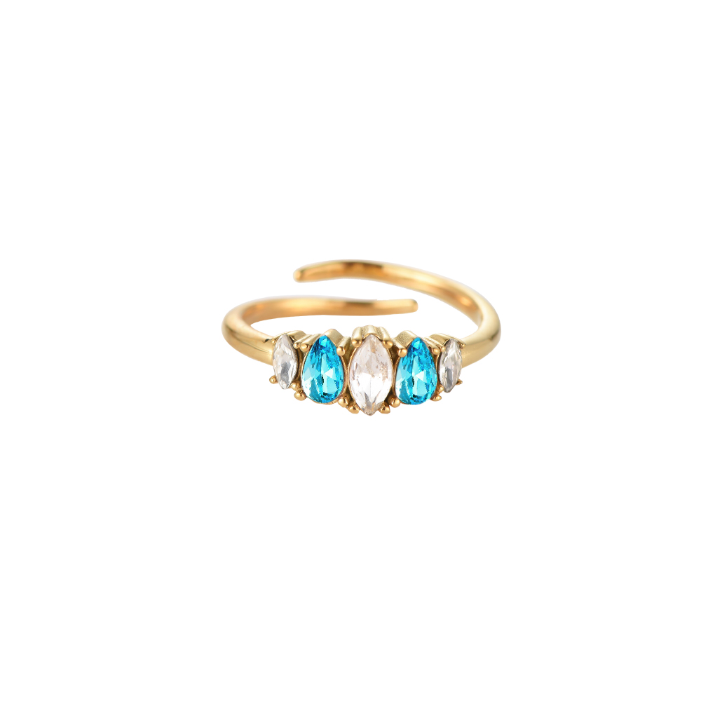 5 Oval Diamonds stainless steel ring