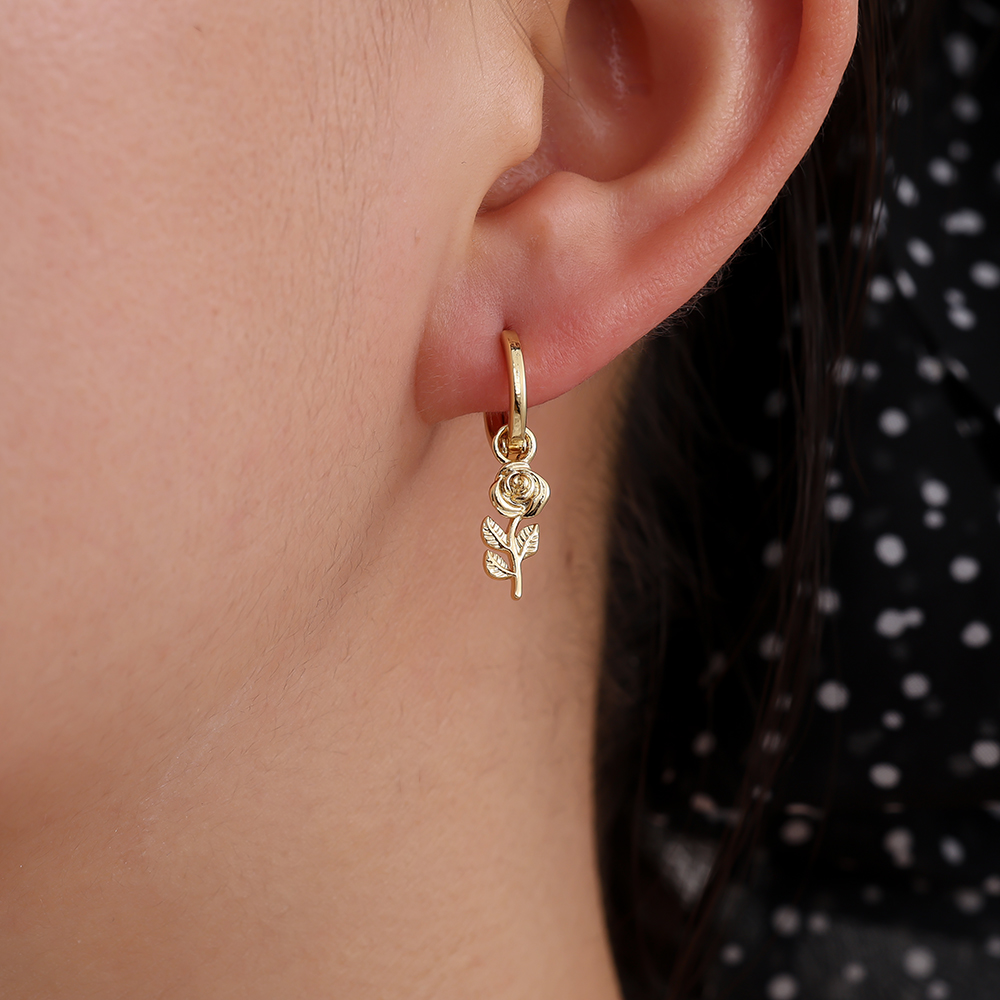 2.5cm Nice Flower gold-plated earrings  