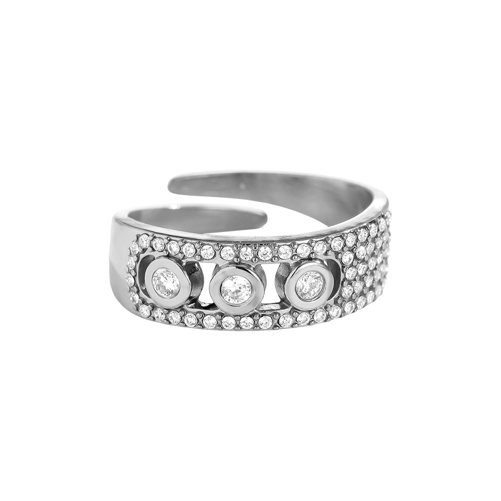 Shining Three Diamonds stainless steel ring    