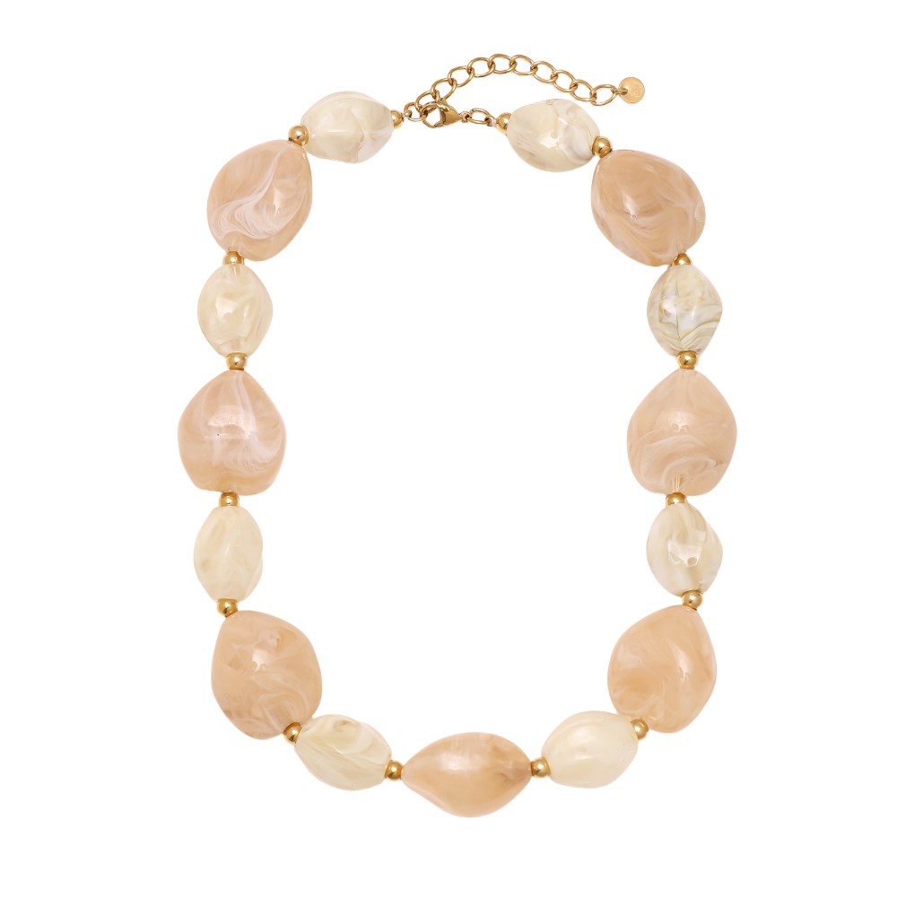 42cm resin stone stainless steel necklace     