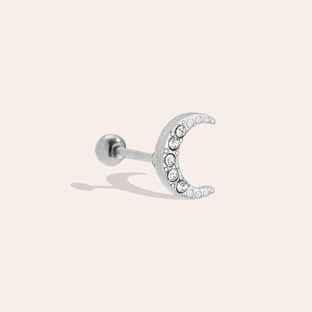 8mm Diamond Moon stainless steel piercing        