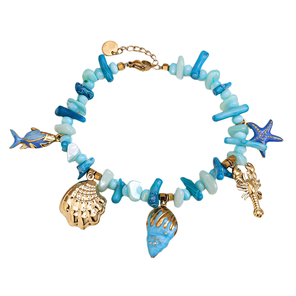 17cm blue sea stainless steel bracelet   