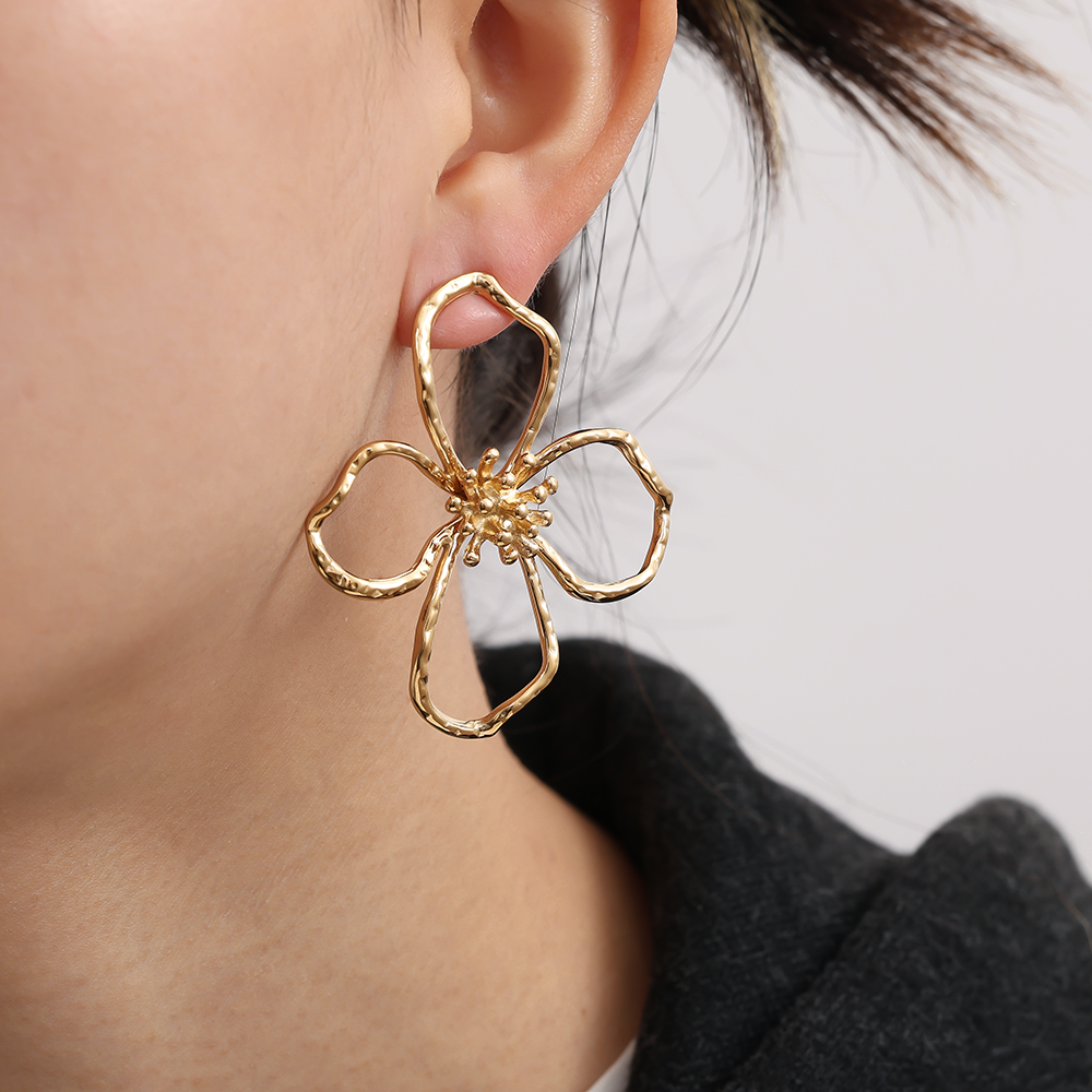 55*48mm large flower stainless steel earrings   