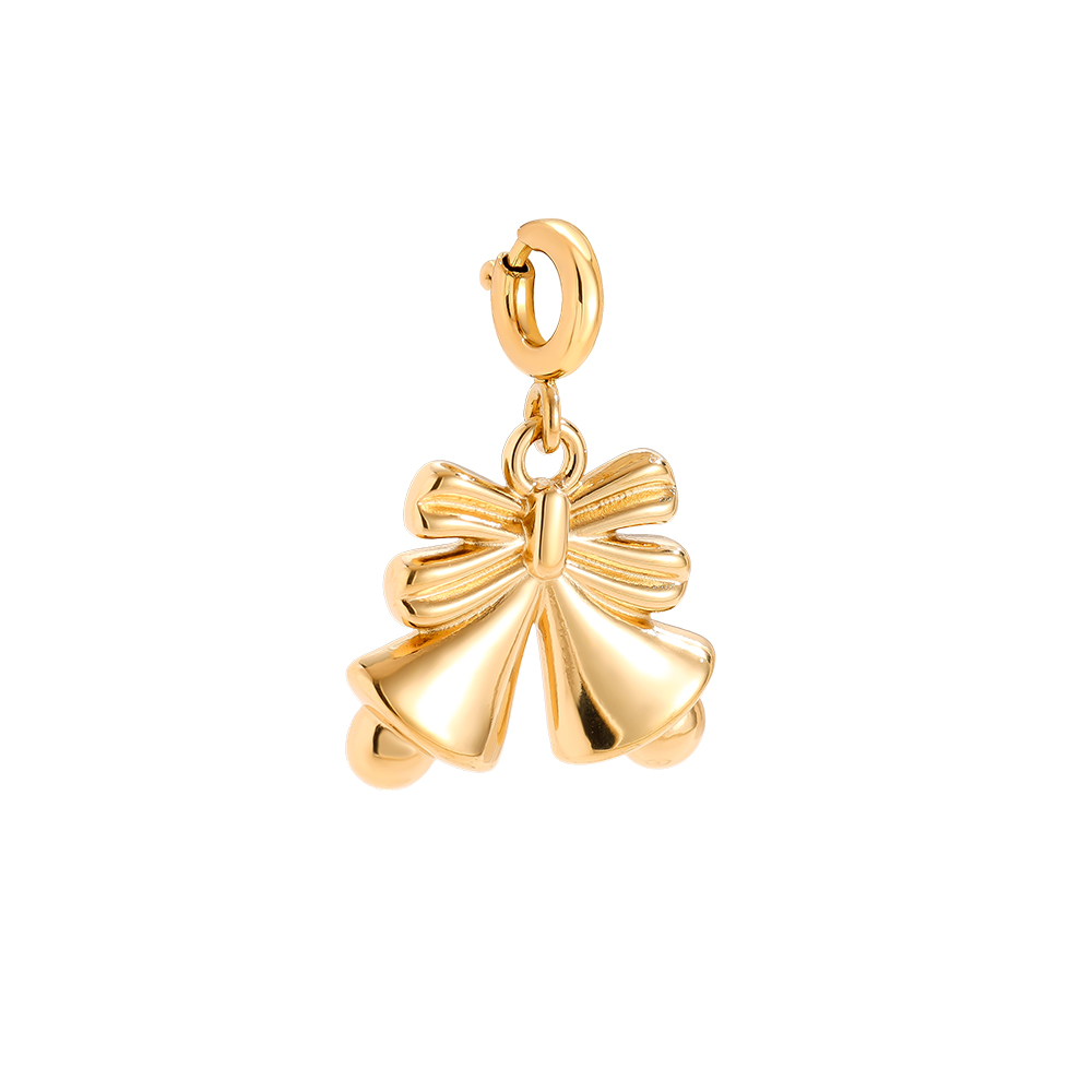 1.5cm Spring Clasp Jingle Bell Stainless Steel Pendant     
