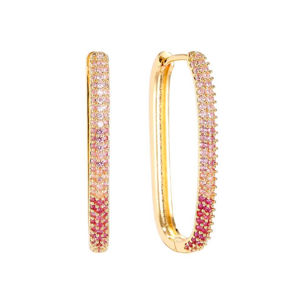3cm Oval Diamond Gold-plated Earrings   