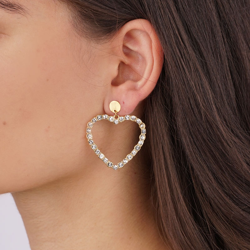 Blinding Diamond Heart stainless steel stud earrings