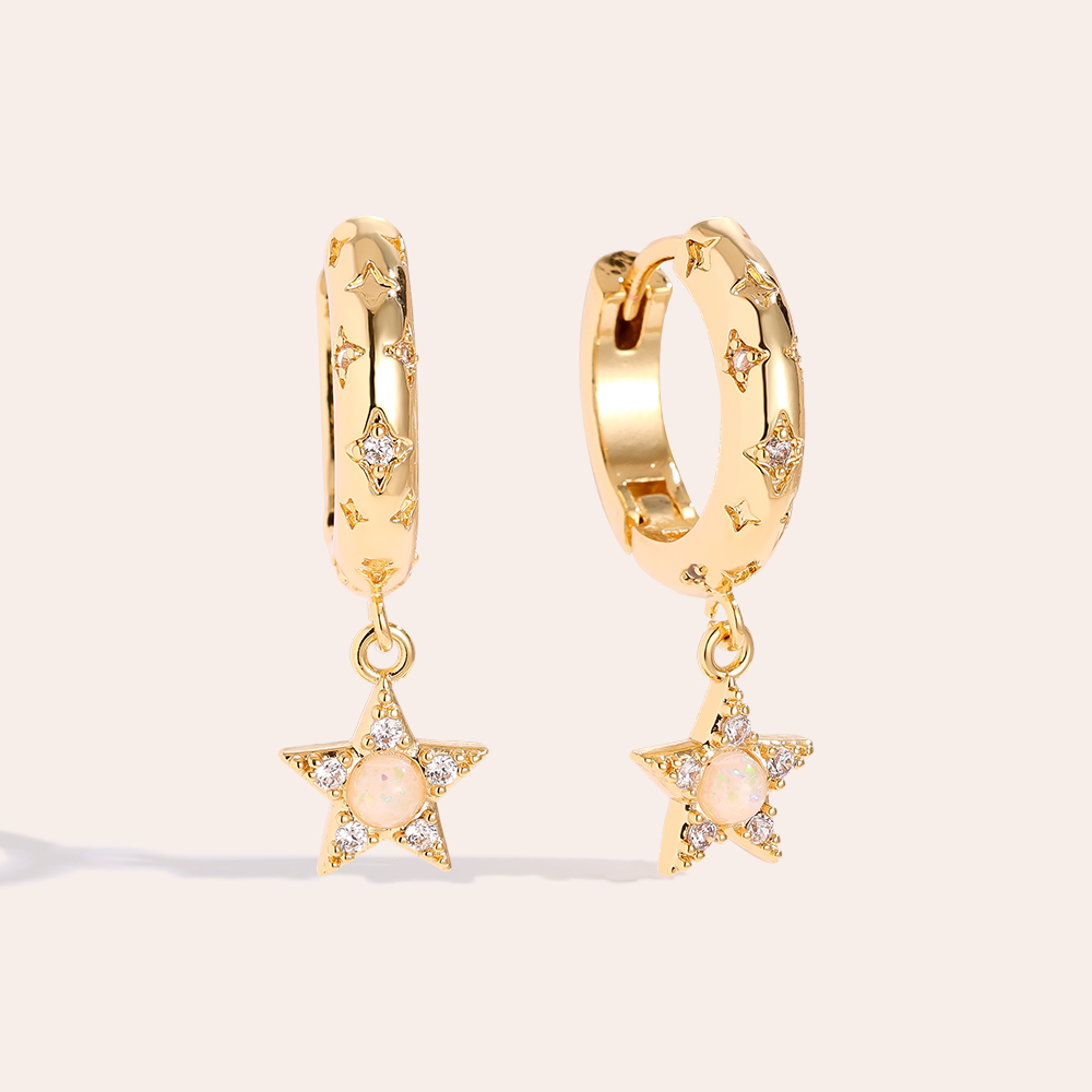 2.6cm Diamond Star Gold Plated Earrings       