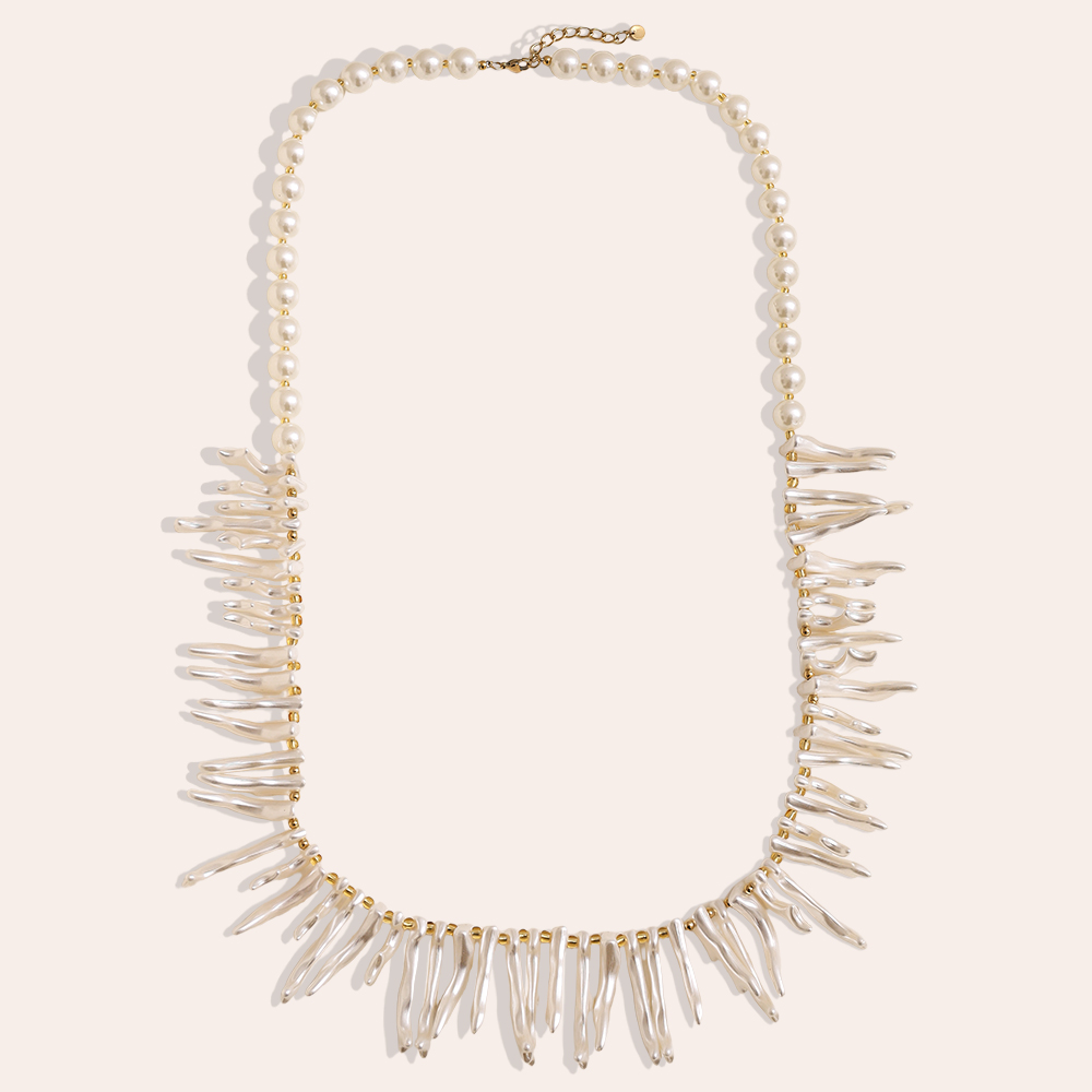 86cm acrylic herringbone shape stainless steel necklace     