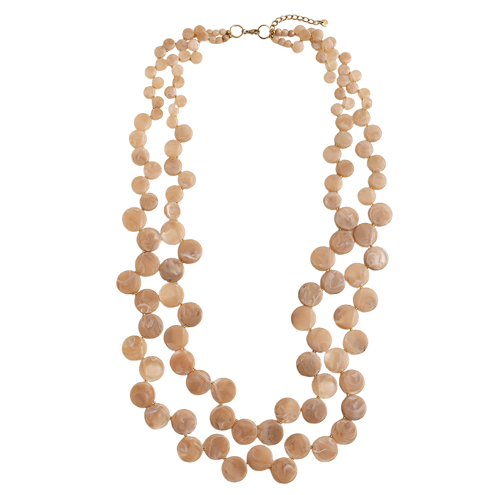 96cm double-layer acrylic disc chain stainless steel necklace    