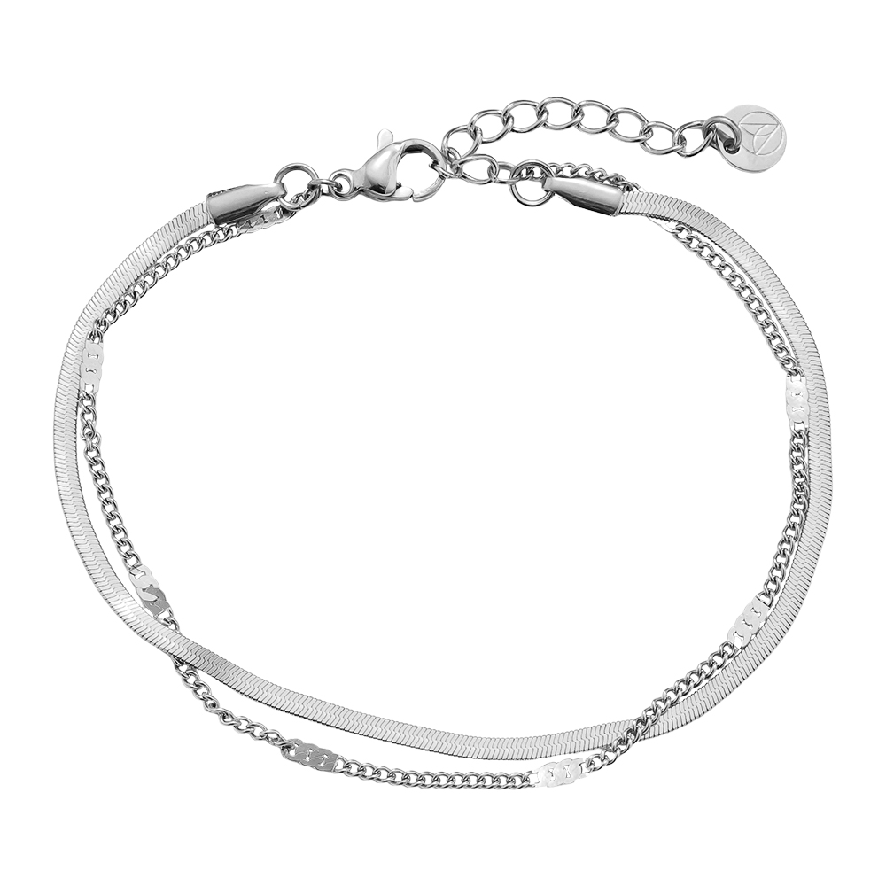 16cm Two Layer Casual Stainless Steel Bracelet      