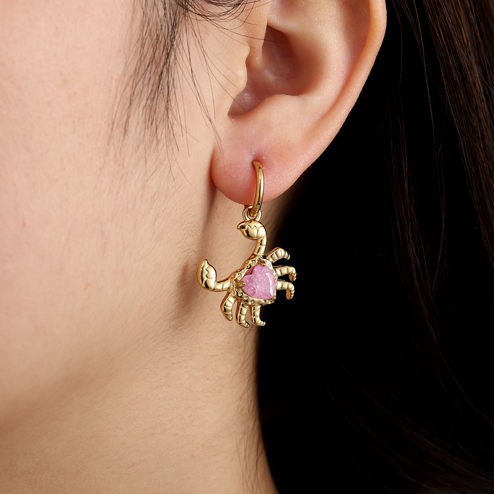 3.3cm Crab And Diamond Stainless Steel Earrings        
