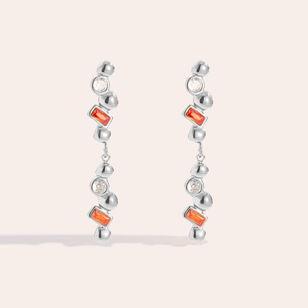 0.6*3.6cm Nice Diamond Long Stainless Steel Earrings 